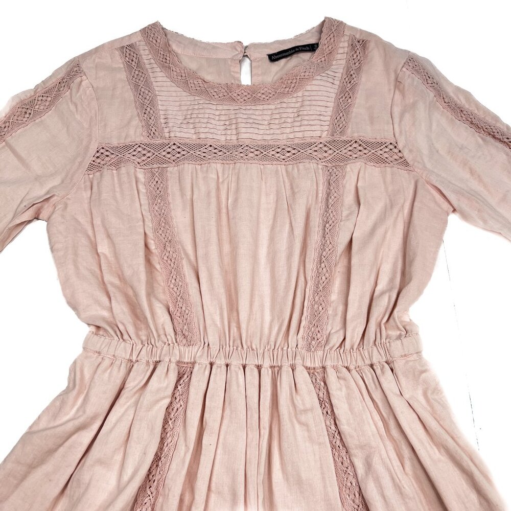 Abercrombie & Fitch Lace-Embellished Boho Prairie Dress Petal Pink Size S - NWOT - Picture 3 of 8